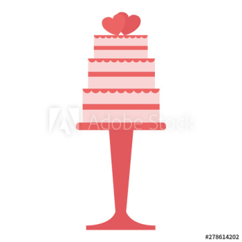 wedding cake with hearts in the stand