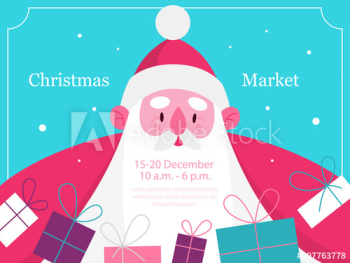 Festive poster for Christmas market with Santa