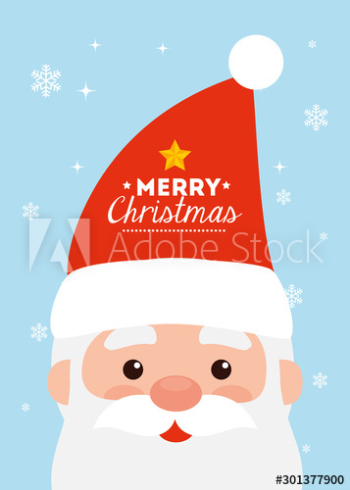 merry christmas poster with face of santa claus design