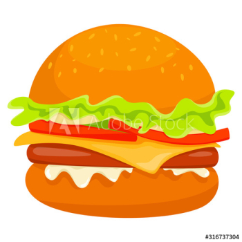 Big tasty hamburger with cheese, tomato and beef