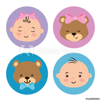 set cute icons of baby shower design