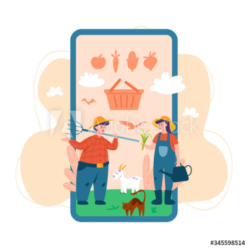 Farmer online service or platform on different device concept set