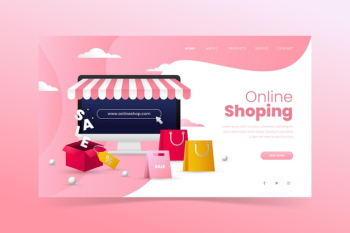 Realistic shopping online landing page Free Vector