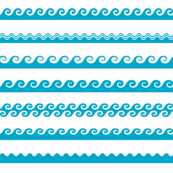 Vector blue wave icons set on white background. water waves Free Vector