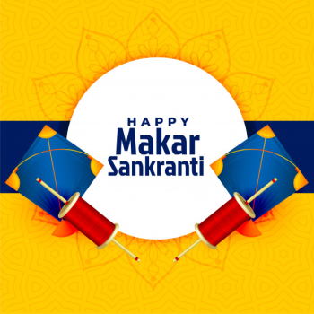 Happy makar sankranti festival card with kite design Free Vector