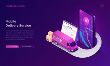 Mobile delivery service online app isometric Free Vector