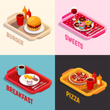 Food cooking isometric concept Free Vector