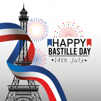 Eiffel tower with france flag ribbon Free Vector