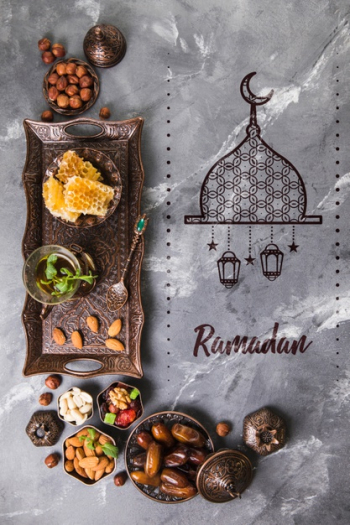 Flat lay ramadan composition with copyspace Free Psd