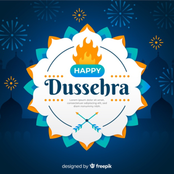 Happy dussehra celebration on flat design Free Vector