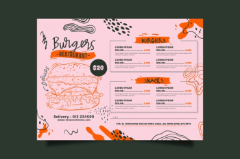 Hamburger and abstract restaurant menu Free Vector