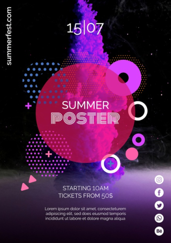 Poster template for summer festival Free Psd