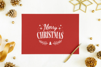 Merry christmas greeting card mockup Free Psd