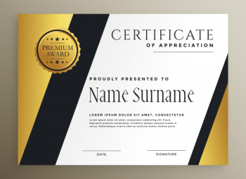 Golden geometric multipurpose premium certificate template Free Vector