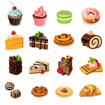 Cakes icons set Free Vector
