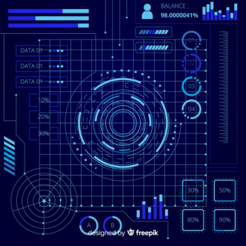 Futuristic holographic infographic element collection Free Vector
