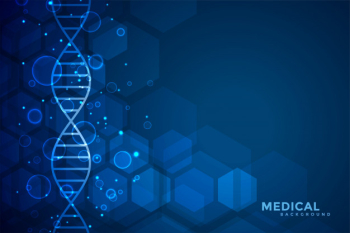 Blue dna blue medical and healthcare background Free Vector