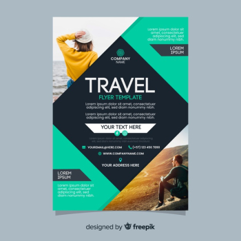 Travel poster template with photo Free Vector