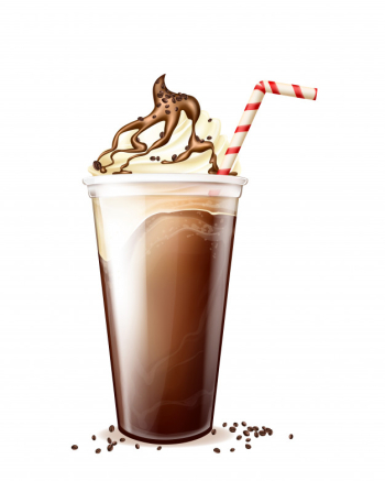 Frappe coffee frappucino in disposable plastic cup Free Vector