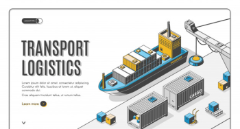 Transport logistics, ship port delivery company Free Vector