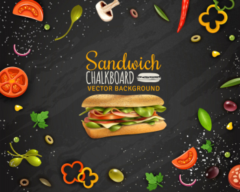 Fresh sandwich chalkboard background advertisement poster Free Vector