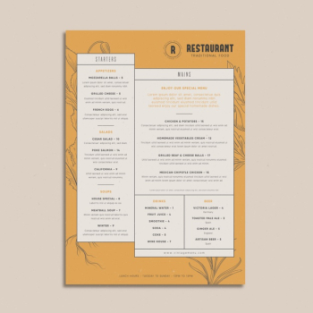 Restaurant traditional food menu vintage style Free Vector