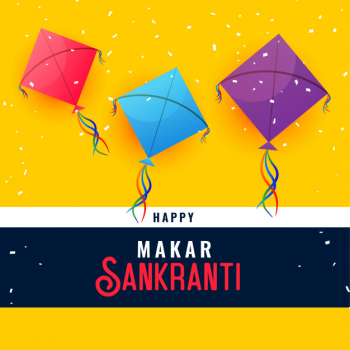Happy makar sankranti indian festival greeting card design Free Vector
