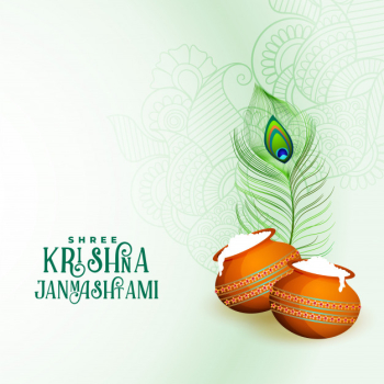 Shree krishna janmashtami indian festival greeting background Free Vector