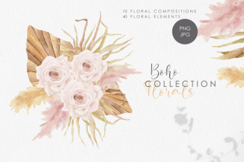 FREE Boho Floral Collection By TheHungryJPEG | TheHungryJPEG.com