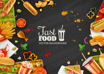 Fast food black background poster Free Vector