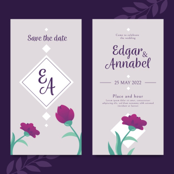 Elegant wedding invitation template design Free Vector