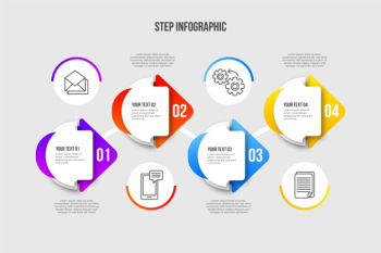 Modern infographic steps in gradient Free Vector