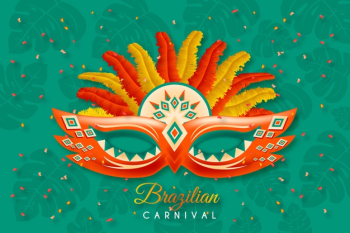 Brazilian carnival background with mask Free Vector