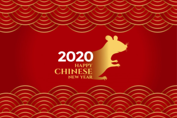 Stylish red chinese new year of rat background Free Vector