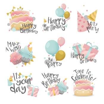 Set of birthday wishes design vector Free Vector