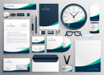 Clean business stationery for your brand Free Vector