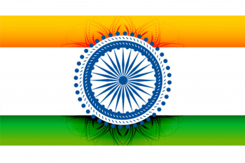 Tricolor indian flag design with decorative chakra Free Vector