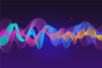 Colourful music sound waves background Free Vector