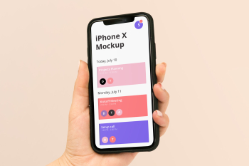 iPhone X Mockup iphone x mockup today, july 10 projects planning 12:30 am - 13:30 am d monday, july 11 kickoff meeting 2:30 pm - 3:30 pm d setup call 1:30 pm - 2:00 pm 
