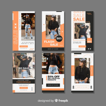 Fashion sale instagram stories collectio Free Vector