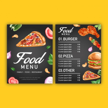 Fast food restaurant menu. frame border menu list appetizer food Free Vector