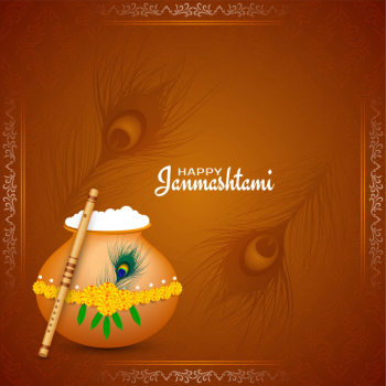 Happy janmashtami indian festival elegant background Free Vector