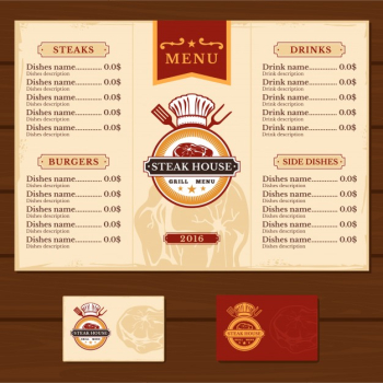 Template for the restaurant menu Free Vector