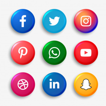 Social media logo buttons set Free Vector