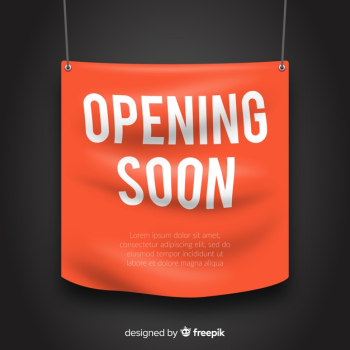 Opening soon banner in realistic style Free Vector