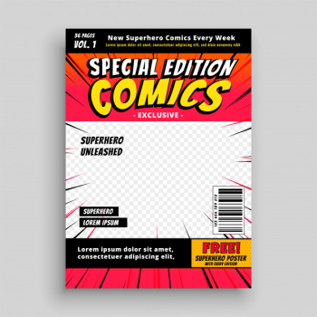 Comic book special edition cover page template Free Vector