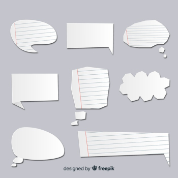 Speech bubble collection in paper style with lines Free Vector