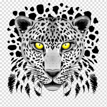 White animal illustration, Snow leopard Tiger Felidae Black panther, leopard transparent background PNG clipart