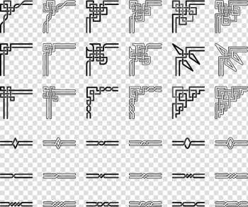 Black and white frame , Celtic knot Celts Ornament Illustration, China Wind pattern material frame design, transparent background PNG clipart