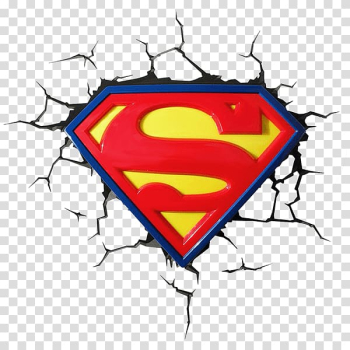 Superman logo, Superman logo Batman Light DC Comics, wall crack transparent background PNG clipart